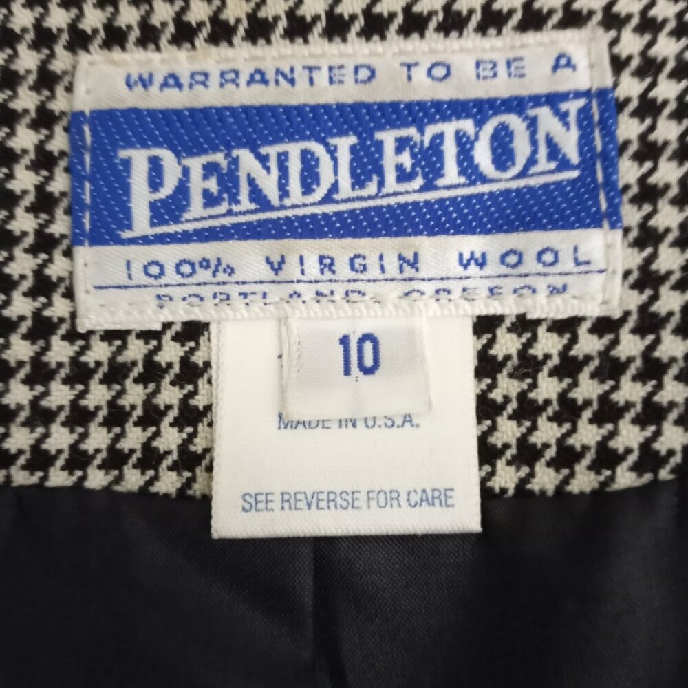 Vintage Pendleton Black White Wool Houndstooth V-… - image 5